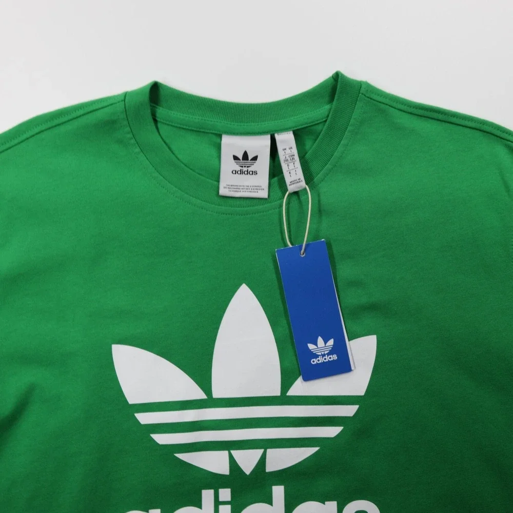 Adidas Originals Men's Crew Neck Short Sleeve Adicolor Trefoil Tee Green Size L - Picture 7 of 8